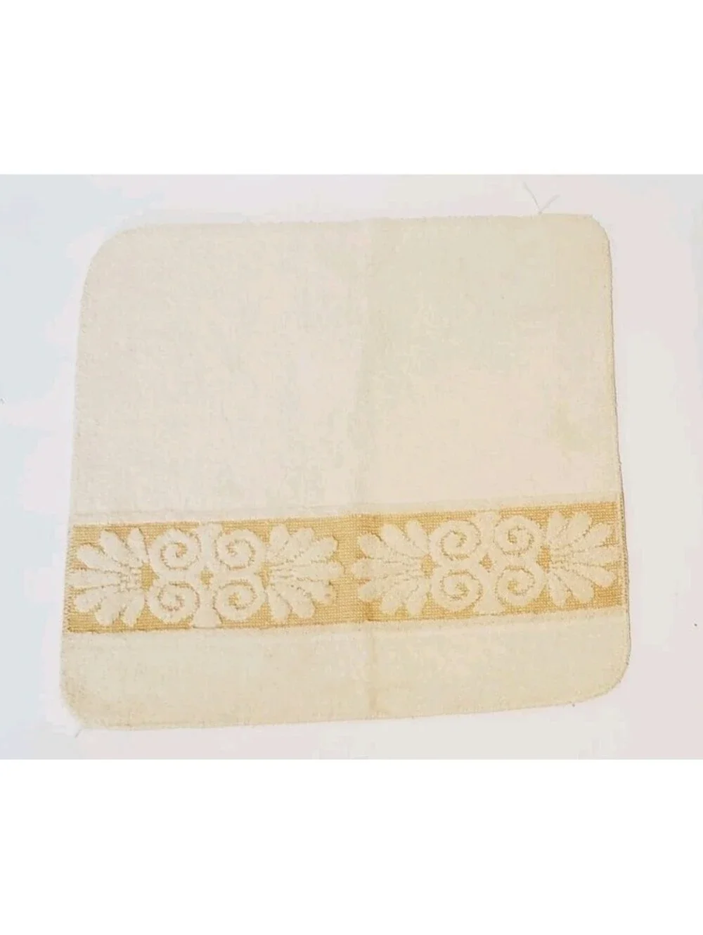 Vtg Cannon Monticello Yellow Floral Fringe Washcloth Towels MCM Set 3